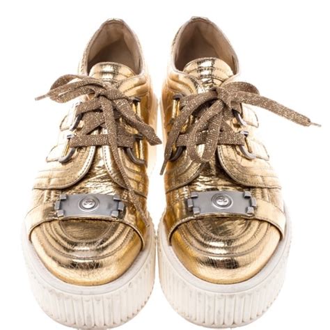 chanel gold shoes 2017|chanel sneakers gold.